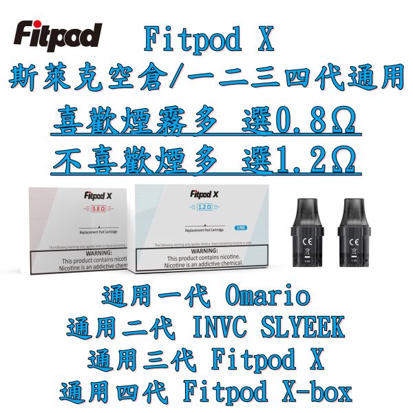 Fitpod X 斯萊克三代 四代 空倉 3入 一盒 通用 SLYEEK Omario 斯萊克一代 INVC SLYEEK S斯萊克二代 0.8Ω 1.2Ω Fitpod X 斯萊克三代 四代 空倉 3入 一盒 通用 SLYEEK Omario 斯萊克一代 INVC SLYEEK S斯萊克二代 0.8Ω 1.2Ω